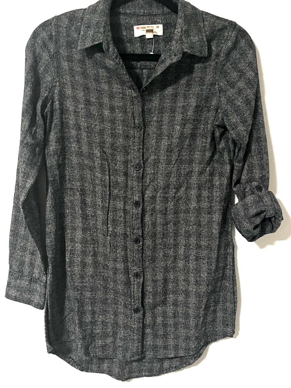 Flannel Grey Button-Down Long-Sleeve Shirt